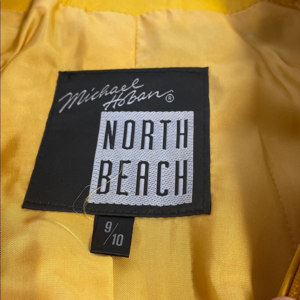 Michael Hoban Yellow Leather Vintage Puffer Jacket - Sz M - Picture 3 of 12